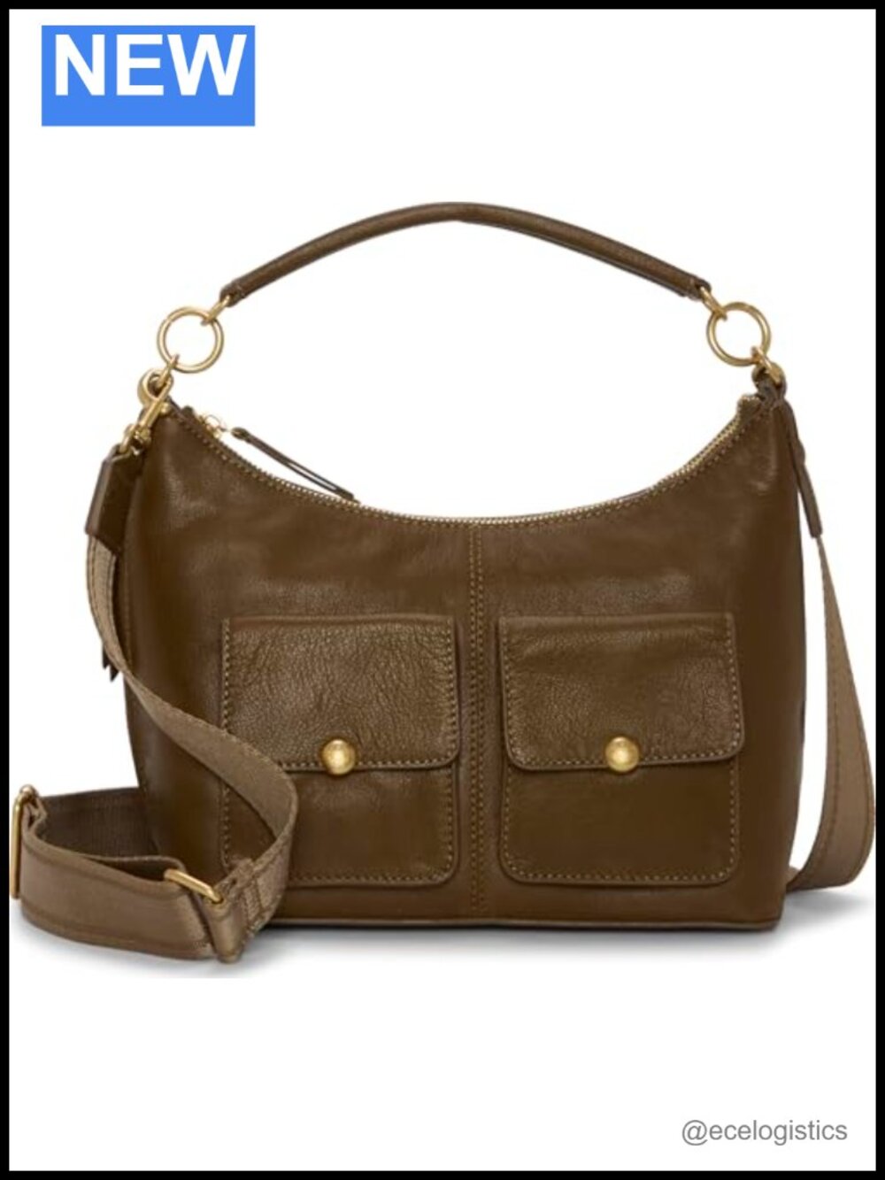 Genuine Leather Hobo Shoulder Bag Zipper Closure